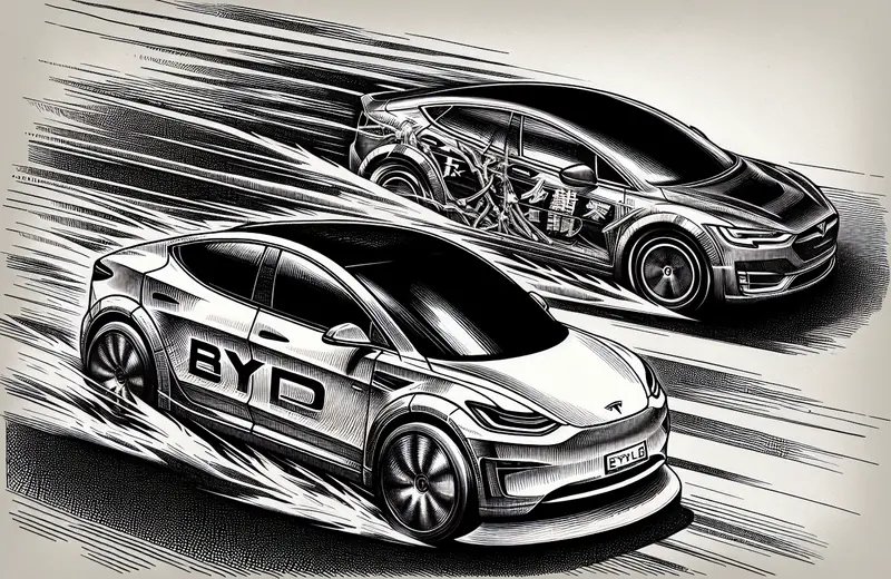 Illustration for: China's BYD set to overtake Tesla as top EV seller