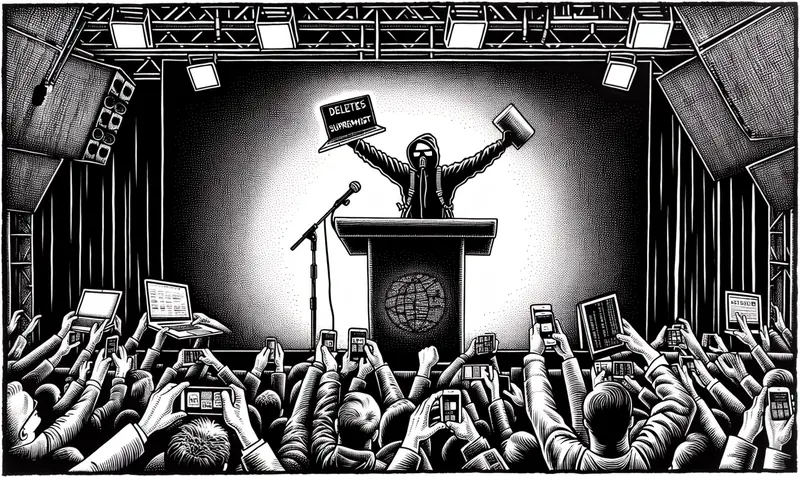 Illustration for: Hacktivist deletes white supremacist websites live on stage during hacker conference