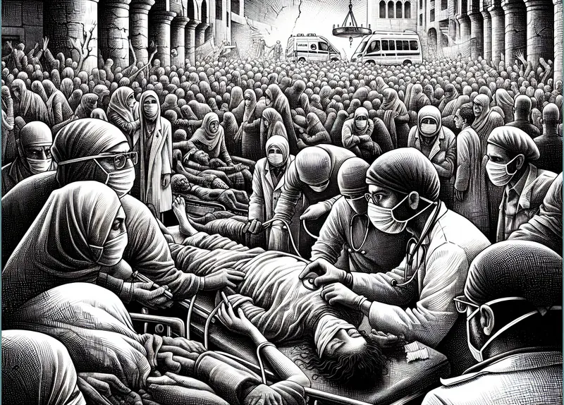 Illustration for: Iran medics describe overwhelmed hospitals as protests enter second week