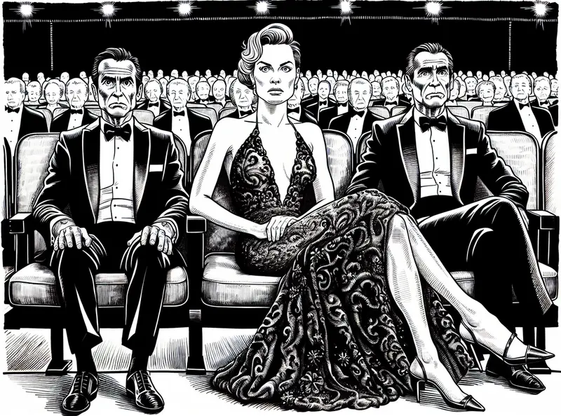 Illustration for: Why Pamela Anderson Says She Felt “Weird” and “Yucky” Sitting Near Seth Rogen at Golden Globes