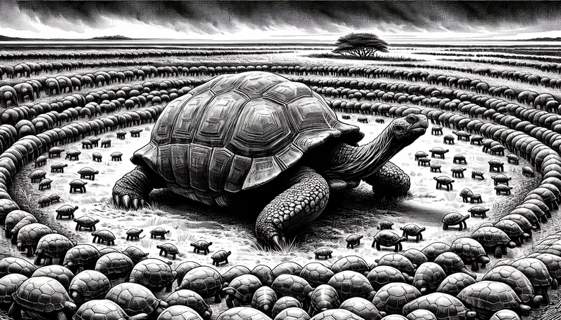 Illustration for: Extinct for 180 years, the Floreana Giant Tortoise has been reintroduced to its home island after a 20-year breeding program used
